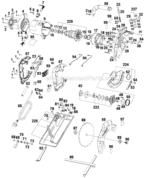 Page A Diagram and Parts List for FS1500CS Type 1 Black and Decker Circular Saw